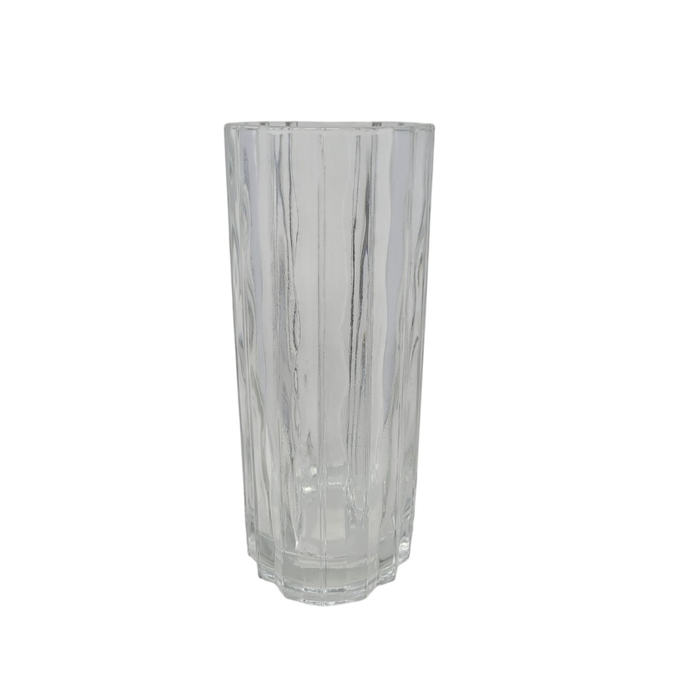 Vintage 70s Studio Nova Crystal Vase Ripple Wave Heavyweight Glass 8 1/2"  Gift